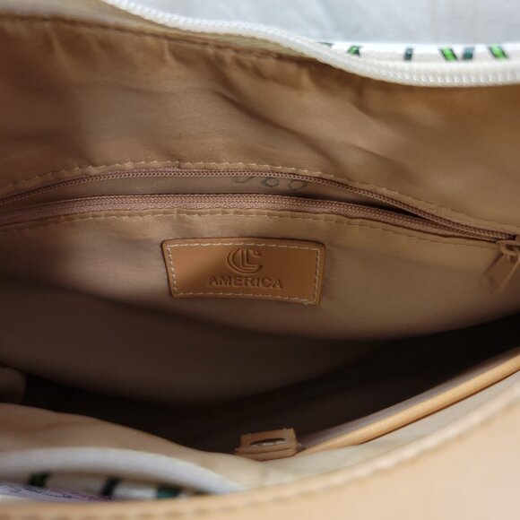 Vintage Shoulder Purse with Floral and Butterfly Pattern and Heart Tag - Picture 7 of 12